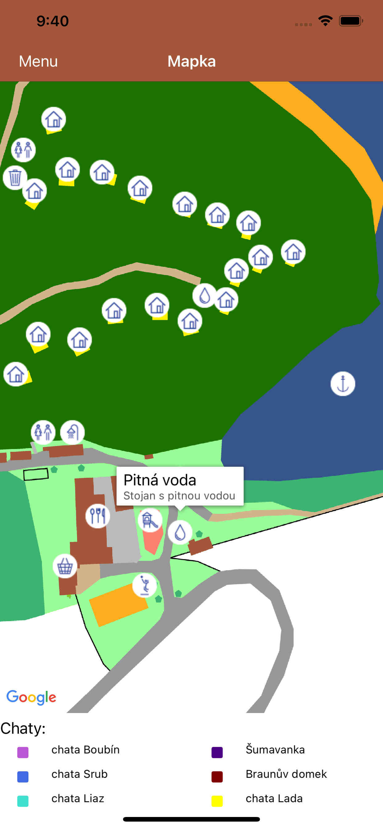 Interaktivní mapka (screenshot)